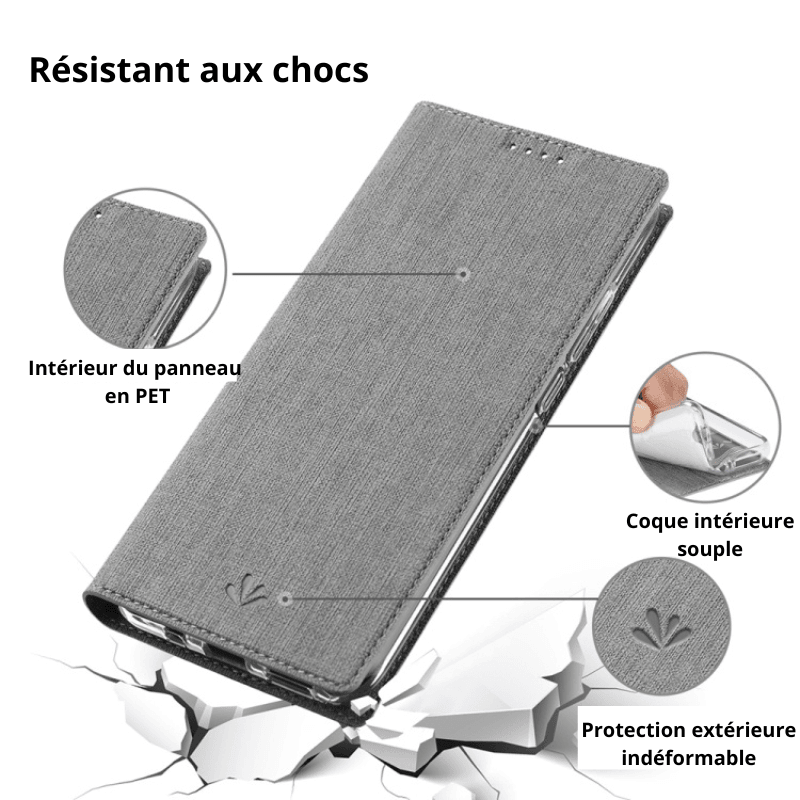 Dealer De Coque Coque à Clapet classique Etui Vili Gris