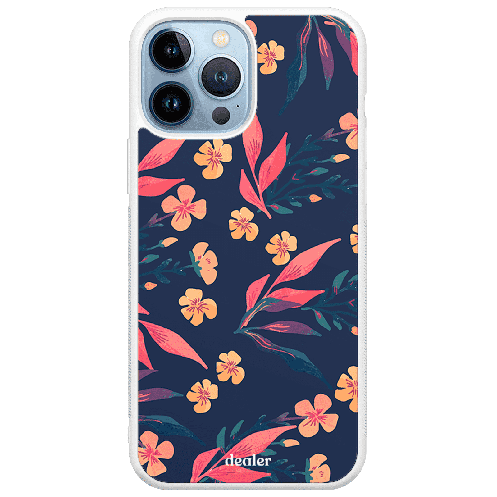 Coque de téléphone avec des fleurs colorées, coque fleur couleur silicone renforcé Dealer de coque