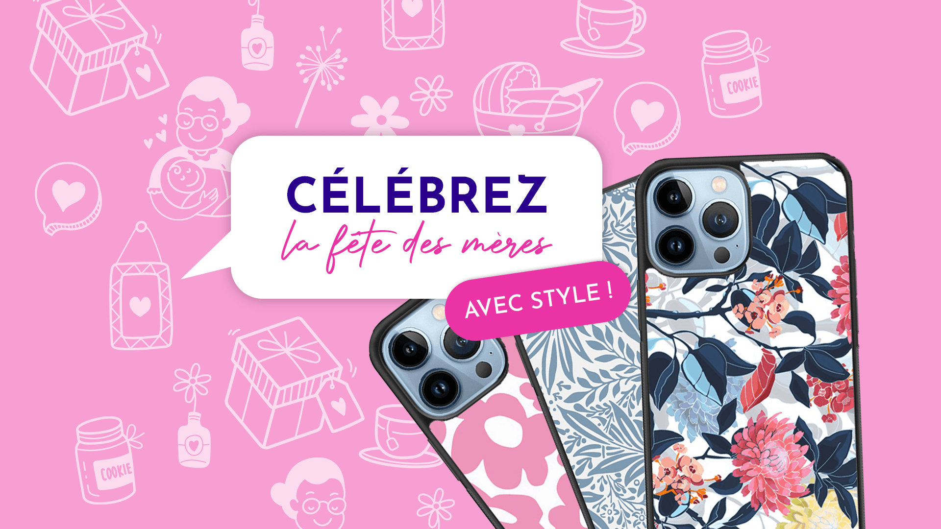 Bannière pour la fête des mères - Dealer de Coque - Coques Fleuries - Mois de Mai