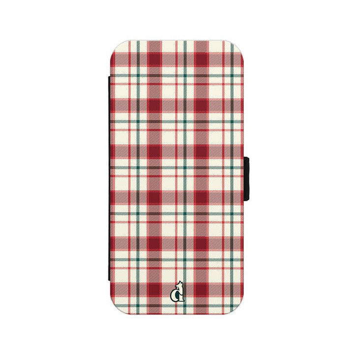 Dealer de coque Coque à Clapet Etui Carreaux Écossais Beige