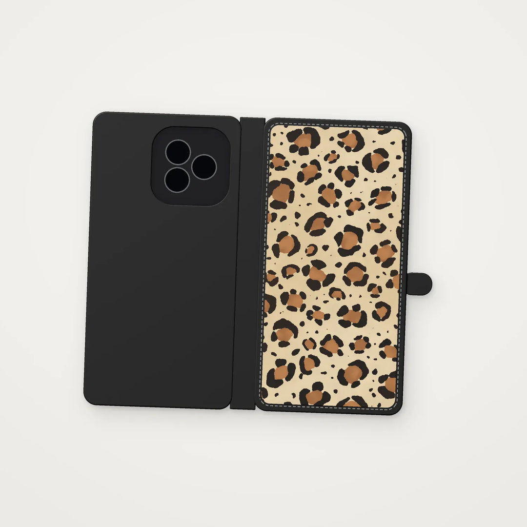 Leopard iPhone wallet case unfolded flat – Dealer de Coque