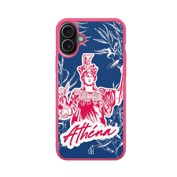 Coque magenta pour iPhone avec un buste d'Athéna 