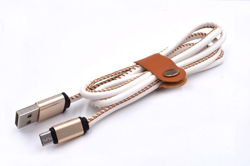Dealer De Coque Câble / Chargeur Blanc / Micro USB Câble Cuir USB