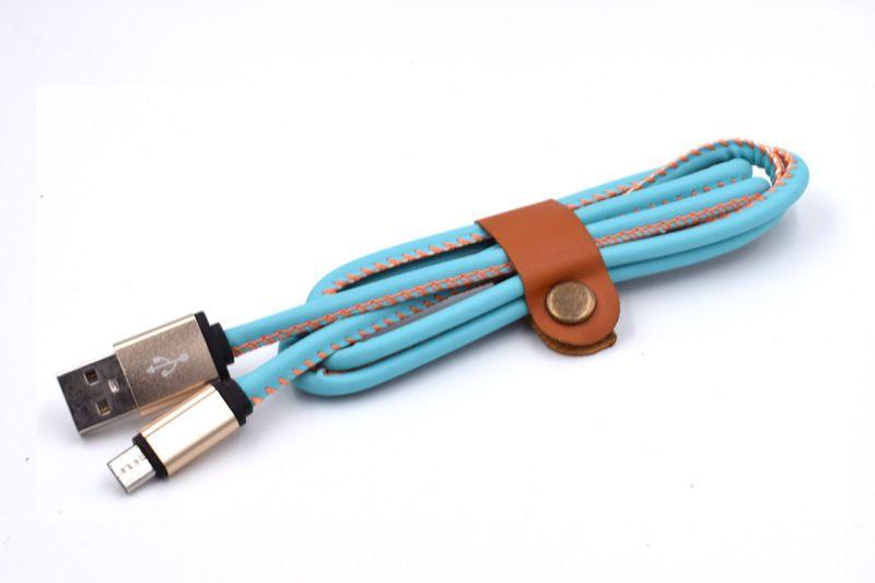 Dealer De Coque Câble / Chargeur Bleu / Micro USB Câble Cuir USB