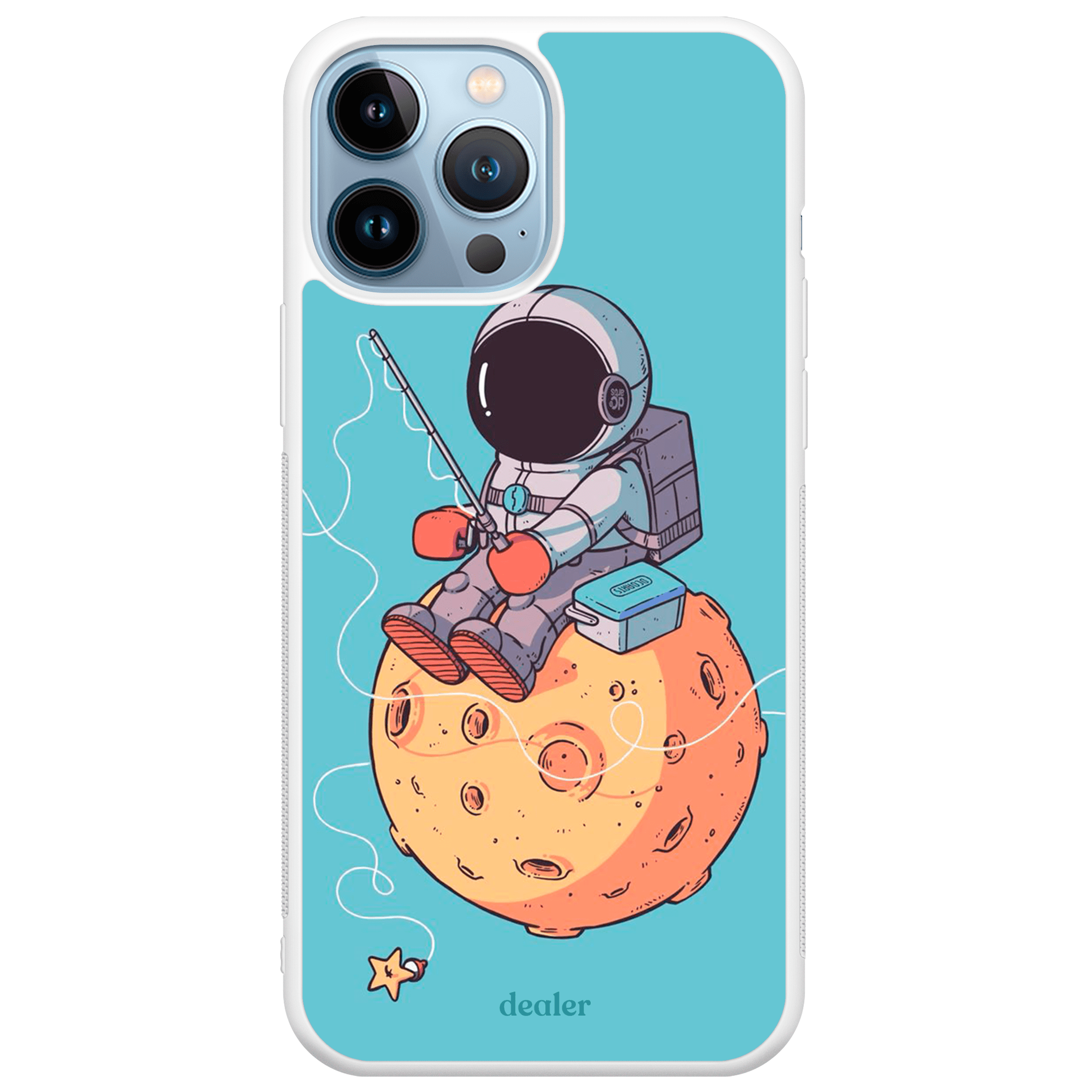 Coque de téléphone avec un astronaute assis sur la lune, coque astronaute en silicone renforcé Dealer de coque