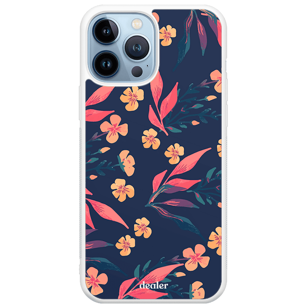 Coque de téléphone avec des fleurs colorées, coque fleur couleur silicone renforcé Dealer de coque