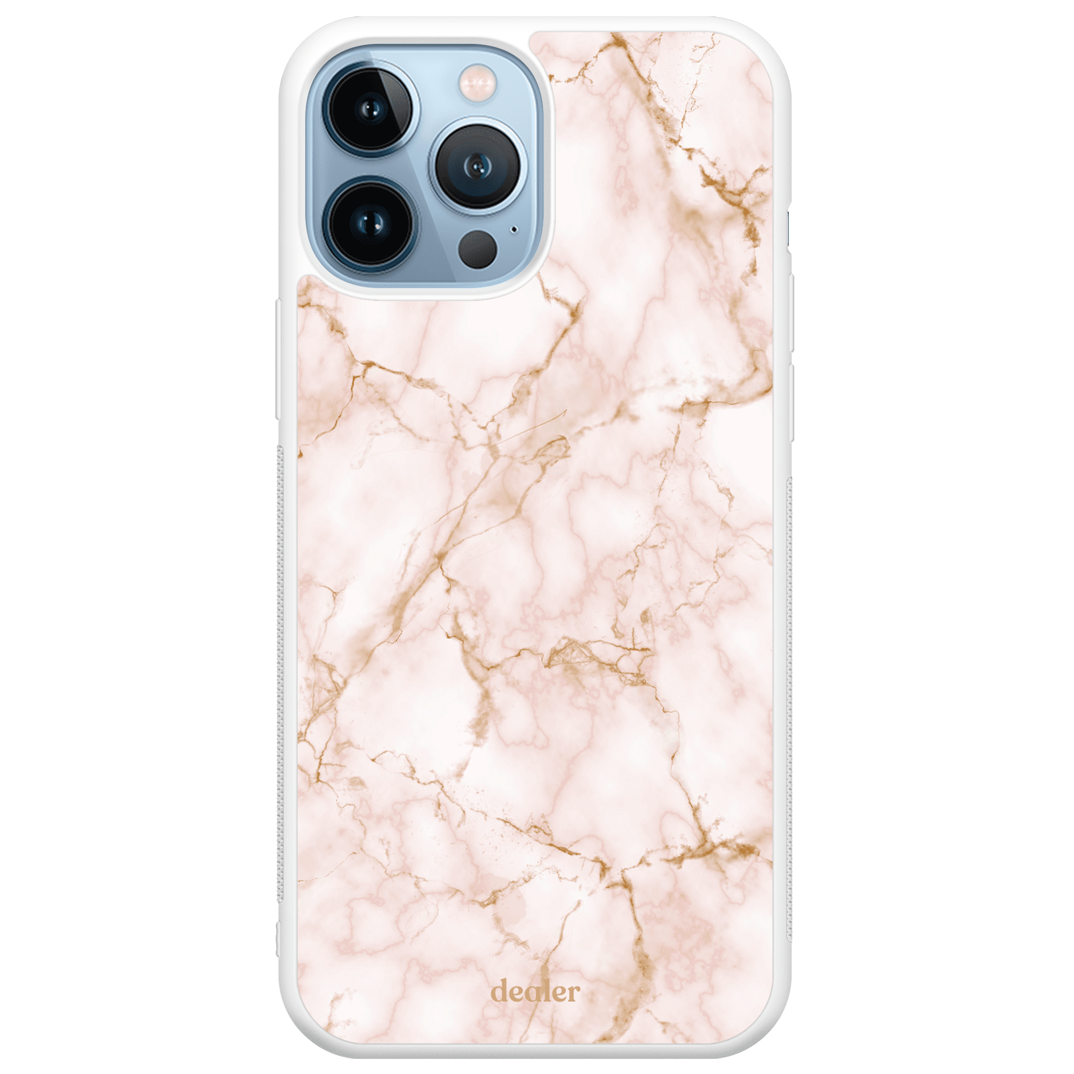 Coque de téléphone avec un motif de marbre rose et blanc, modèle Marbre blanc rosé en silicone renforcé de chez Dealer de coque